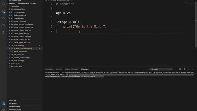 Python If Else Statements | Conditional statements in in Telugu for beginners смотреть онлайн