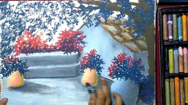 Oil pastel drawing/Easy Oil pastel drawing by fancy's art/Beautiful house with flower garden drawin смотреть онлайн