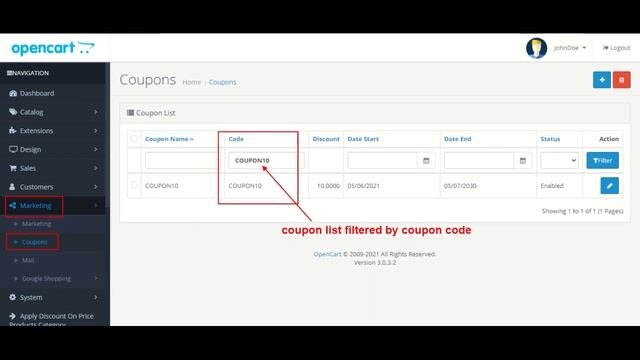 Admin Coupons List Filter - OpencartTools смотреть онлайн