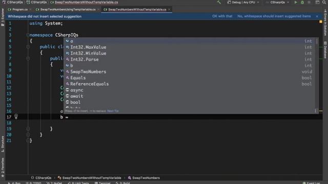 8. How to SWAP Two Numbers in C# Without Temp or Without Third Variable | C# Interview Questions смотреть онлайн