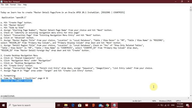 Create Master Detail Form | Page | Oracle APEX 20.1 смотреть онлайн