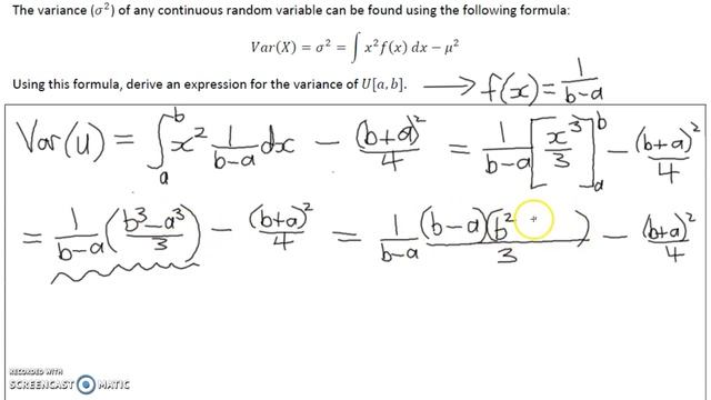 Deriving a formula for the variance of the uniform distribution смотреть онлайн