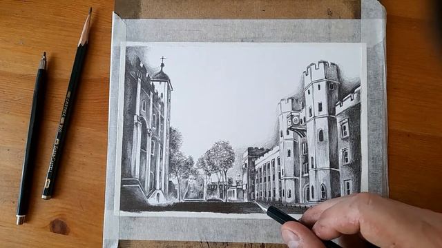 Tower of London Street View?Pencil Drawing sketch смотреть онлайн