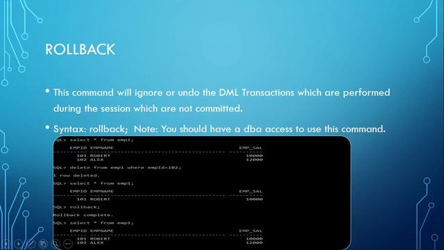TCL ROLLBACK Command - SQL Basics Tutorial - Part 15 смотреть онлайн