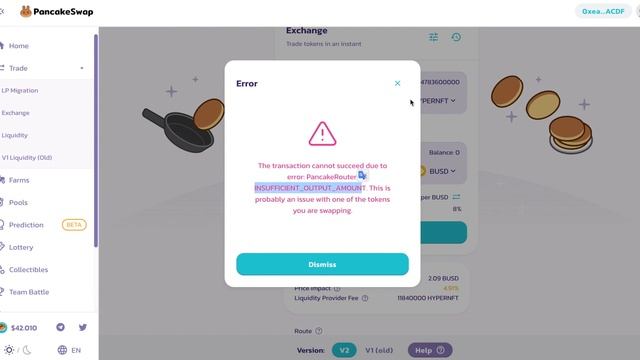 (SOLVED) The transaction cannot succeed due to error: PancakeRouter INSUFFICIENT_OUTPUT_AMOUNT смотреть онлайн