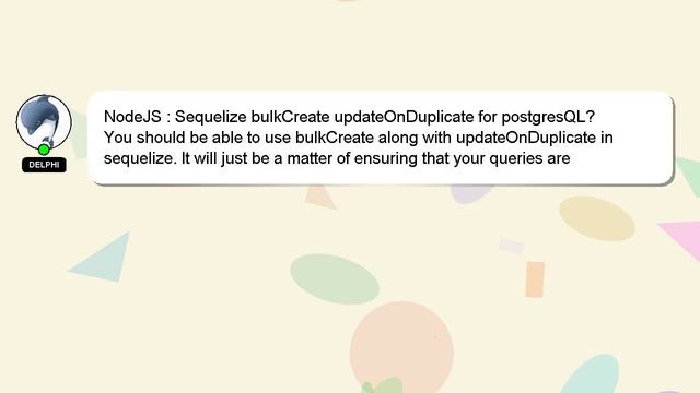 NodeJS : Sequelize bulkCreate updateOnDuplicate for postgresQL? смотреть онлайн
