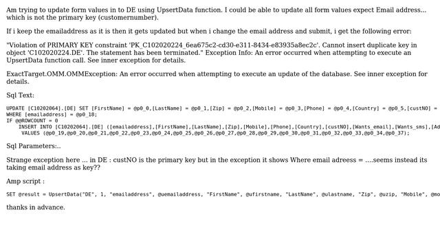 Salesforce: ExactTarget : Violation of PRIMARY KEY constraint . Cannot insert duplicate key смотреть онлайн