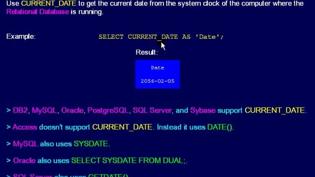SQL 066 Scalar Functions, CURRENT_DATE or How do I get Today's Date? смотреть онлайн