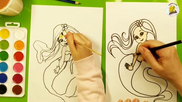 Как нарисовать русалку. Урок для детей с 5-ти лет. смотреть онлайн