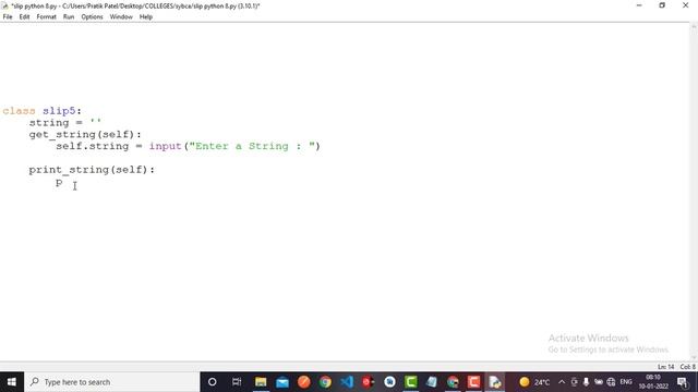 8 Write a Python script using class, which has two methods get_String and print_String. смотреть онлайн