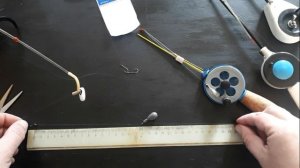 Оснастка зимней удочки с поплавком для ловли на течении.