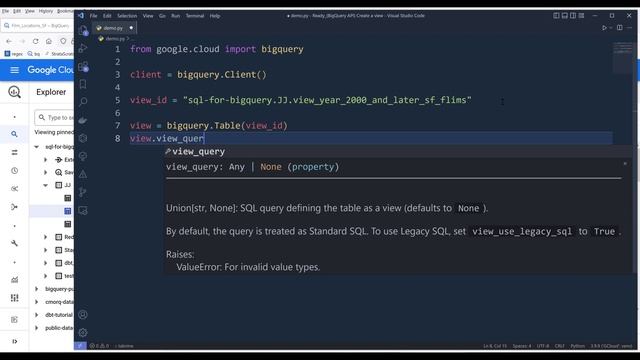 Create A View With Google BigQuery API In Python смотреть онлайн