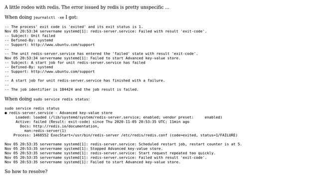 DevOps & SysAdmins: systemd[1]: Failed to start Advanced key-value store смотреть онлайн