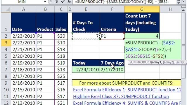 Excel Magic Trick 529: Count Sales Over Last 7 Days For Given Product смотреть онлайн