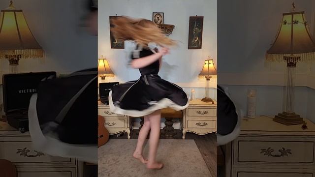 Dainty Rascal Dancing In Vintage Satin Dress