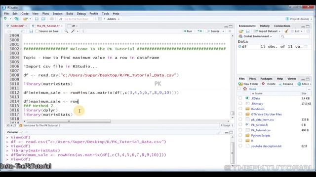 Row wise maximum value in R Studio | RStudio | R programming language in hindi | The PK Tutorial смотреть онлайн