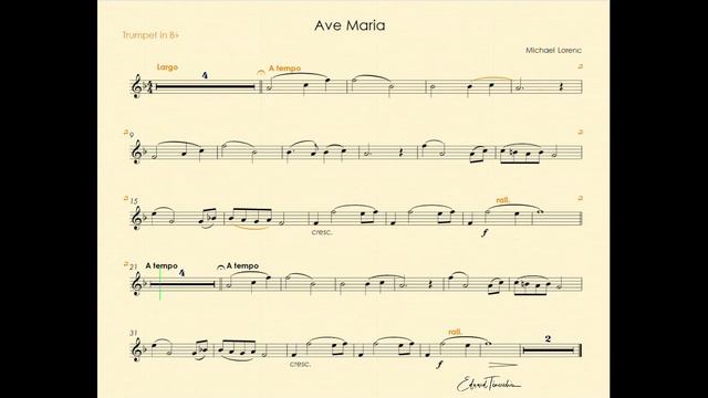 Lorenc - Ave Maria - backing track for trumpet Bb metronom смотреть онлайн