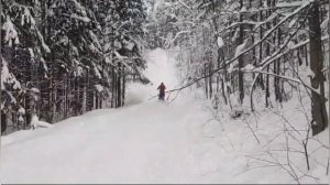 Испытания мотоснегоката (типа ЭГОИСТ) в глубоком снегу, подъемы, низкая температура
