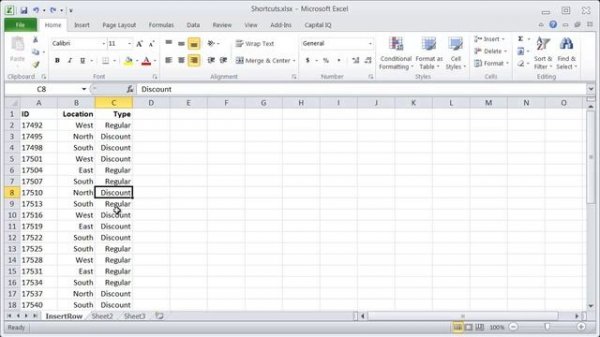 Excel Shortcuts - Insert Row