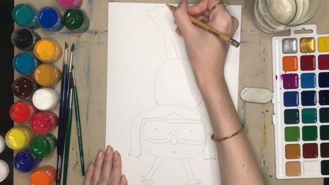 Водолаз. Как нарисовать человека под водой? Акварель и гуашь. Рисование для самых маленьких. смотреть онлайн