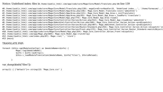 Magento: Notice: Undefined index: files in app/code/core/Mage/Core/Model/Translate.php on line 1 смотреть онлайн