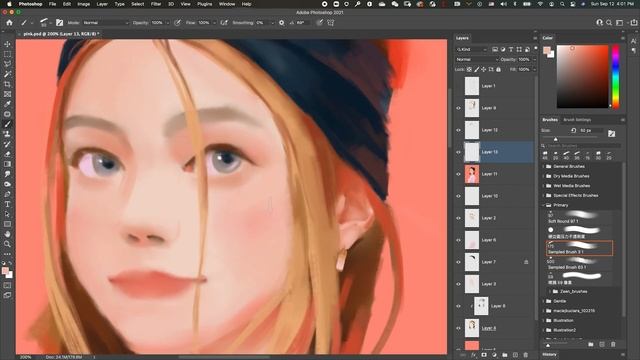 【手绘】Photoshop Drawing: Female Portrait 女头 (PARTY TIME) смотреть онлайн