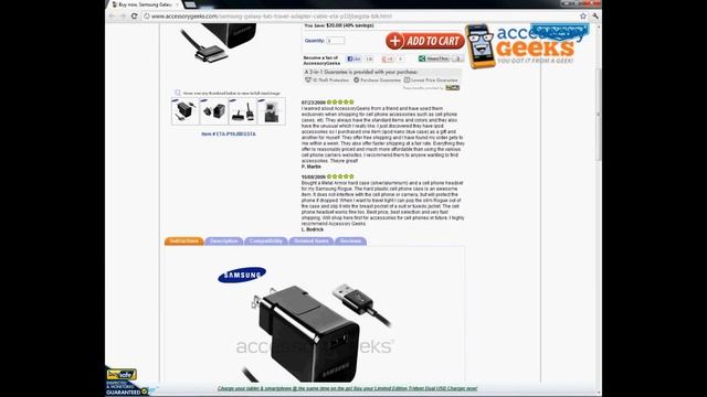 AccessoryGeeks Samsung Galaxy Tab 30-pin Travel Adapter Product Review смотреть онлайн