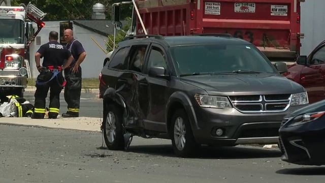 Plumes of smoke: Mack truck and car collide on Beatties Ford Road