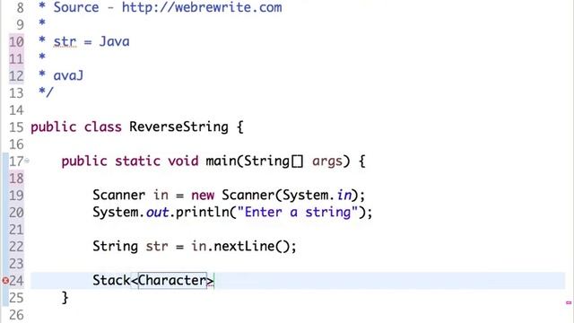 Reverse a String using Stack in Java смотреть онлайн