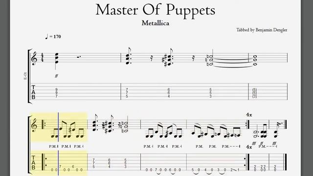 Master Of Puppets - Intro Riff I GuitarTrack 170bpm смотреть онлайн