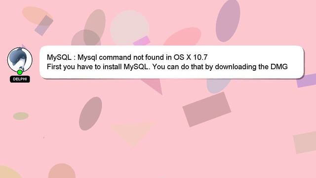 MySQL : Mysql command not found in OS X 10.7 смотреть онлайн
