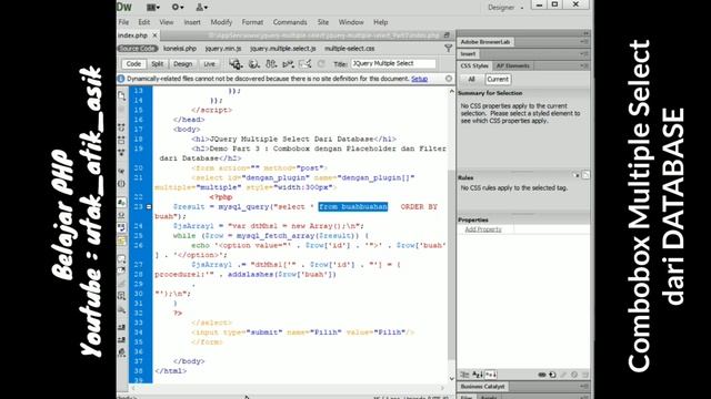 BELAJAR PHP - Combobox Multiple Select dari DATABASE Part 3 смотреть онлайн