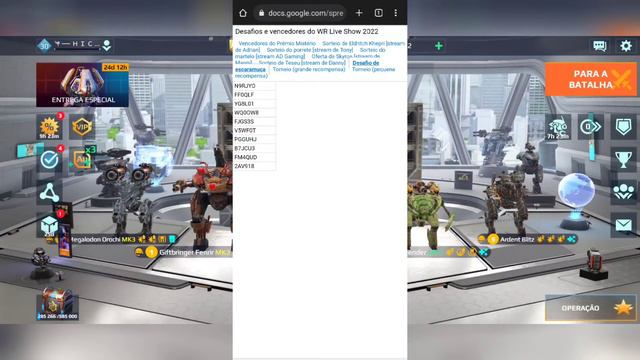 War Robots Brasil - RESULTADO dos SORTEIOS da LIVE SHOW 🎁 смотреть онлайн