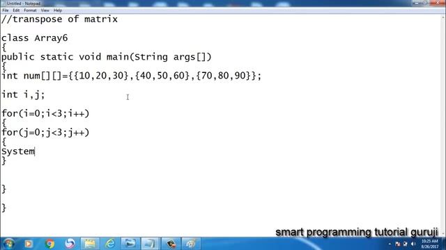 Transpose of Matrix in java program in hindi смотреть онлайн