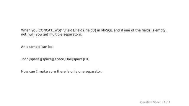 MySQL : How to concat_ws multiple fields and remove duplicate separators for empty slots смотреть онлайн