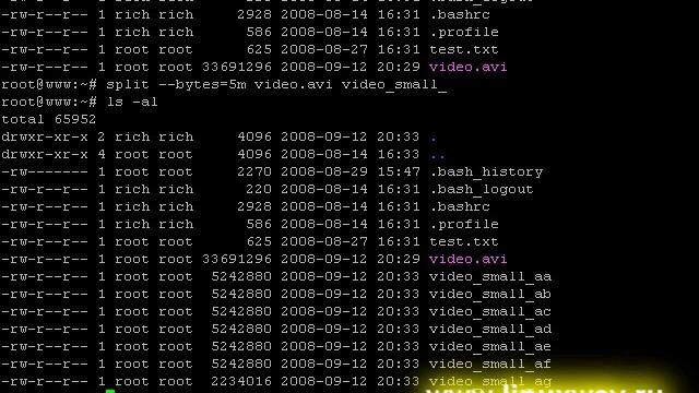Уроки Linux - Разделяем большой файл на части смотреть онлайн