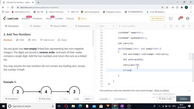 Add two numbers represented by linked lists leetcode | Leetcode 2 | (Approach + code) in C++ смотреть онлайн