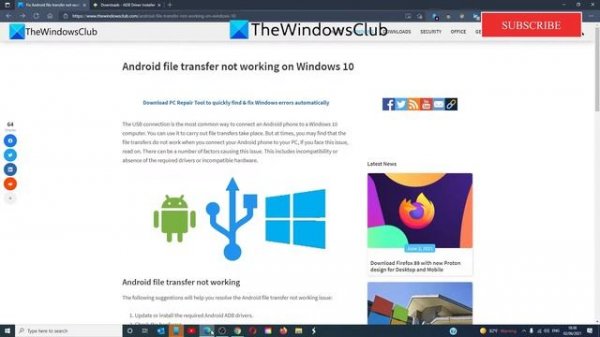 Fix Android file transfer not working on Windows 10