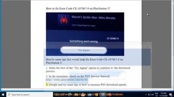 Fix Error Code CE-107867-9 on PlayStation 5