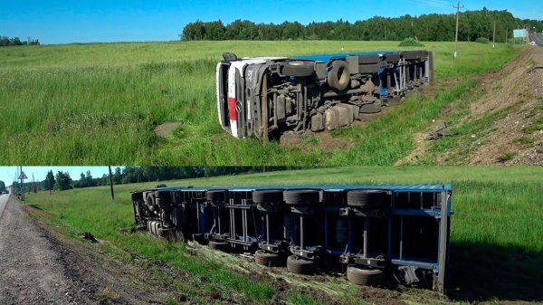 Как один маленький болт "убрал" 40 тонный контейнеровоз с дороги. Эвакуация груженого автопоезда.