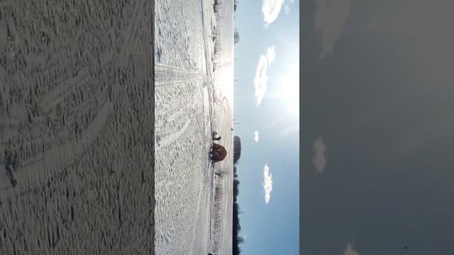 Мотобуксировщик Снеголет въезжает на высокий ,длитетельный подъём по целине. смотреть онлайн