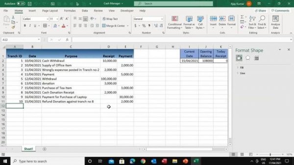 Cash Manager Excel Application | Userform Change Background | Toggle Button | cash book kaise banay