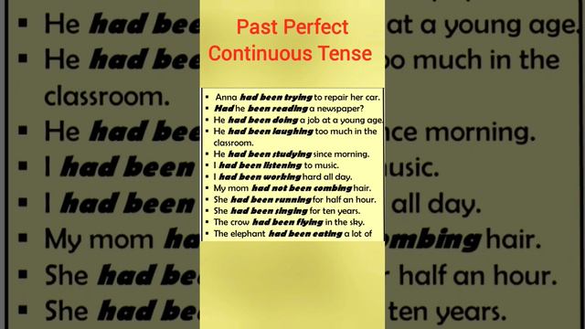 Past Perfect Continuous Tense Sentences for Daily Use #english #englishgrammar #tenses смотреть онлайн