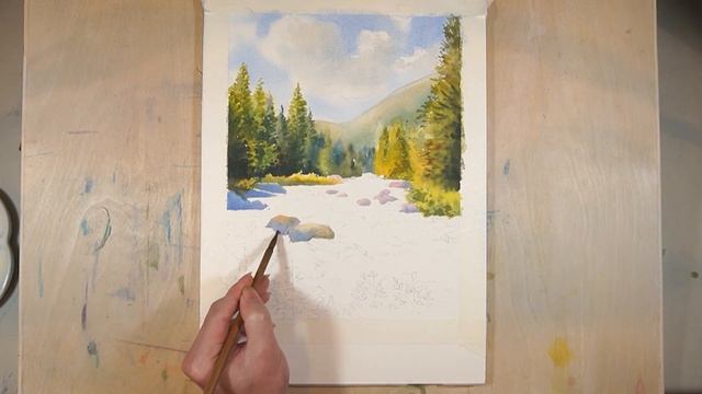 Watercolor painting demonstration- Forest Stream смотреть онлайн