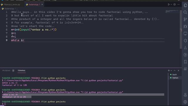 How To Code: Factorial using python || With little explanation. смотреть онлайн