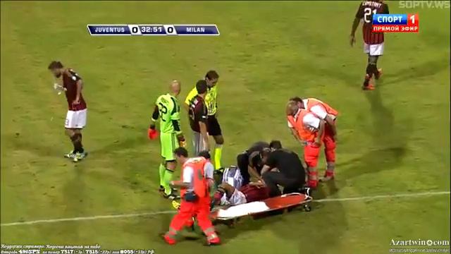Fernando Llorente & Antonini Bad Injury (AC Milan vs Juventus - Trofeo Timp 2013) смотреть онлайн