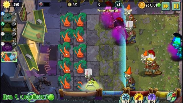 Погоня Пенни в PvZ 2 за Кактусом (Cactus) на 3 уровне растений смотреть онлайн