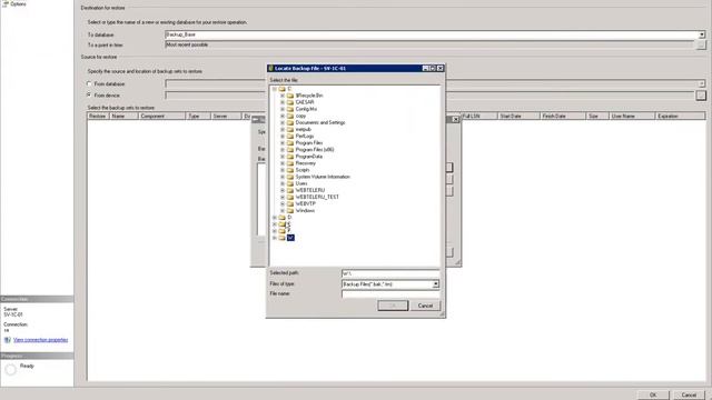 восстановить базу из бэкапа SQL restore database from backup смотреть онлайн