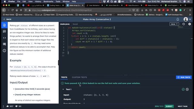Codesignal Make Array Consecutive 2 problem | Java Solution | Arabic смотреть онлайн