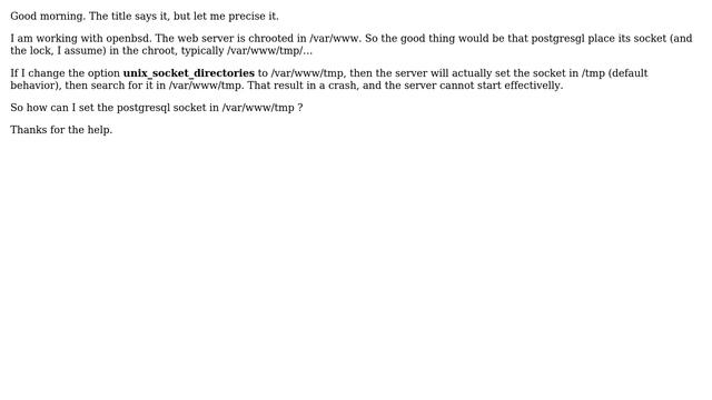 DevOps & SysAdmins: How to start postgresql server with the socket at a different place? смотреть онлайн